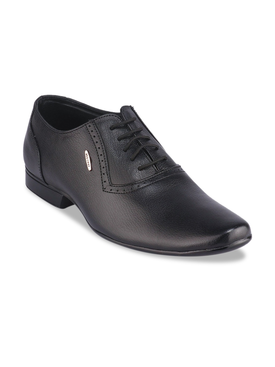 

Red Chief Men Black Solid Leather Formal Oxfords