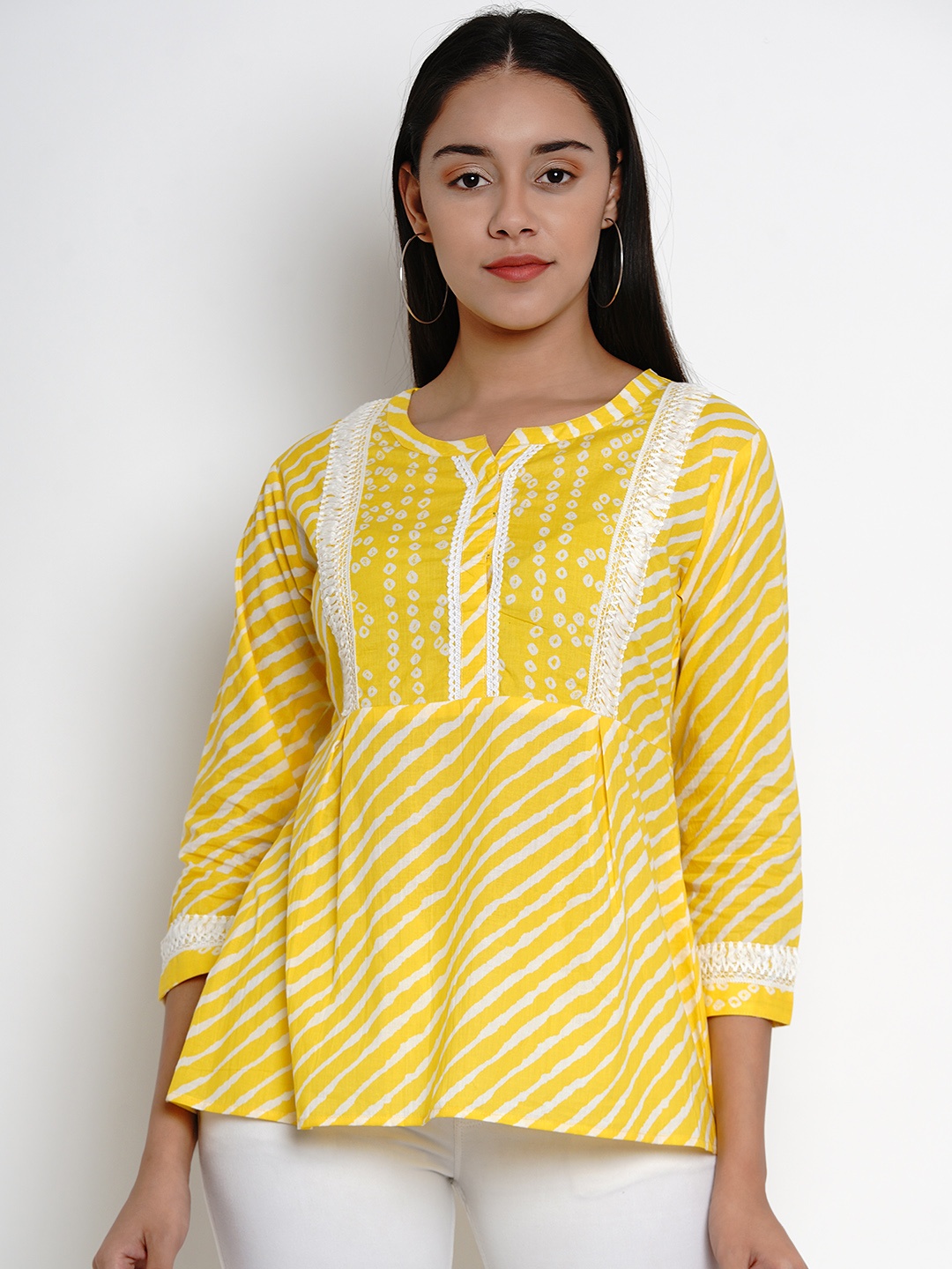 

Bhama Couture Women Yellow Printed Top