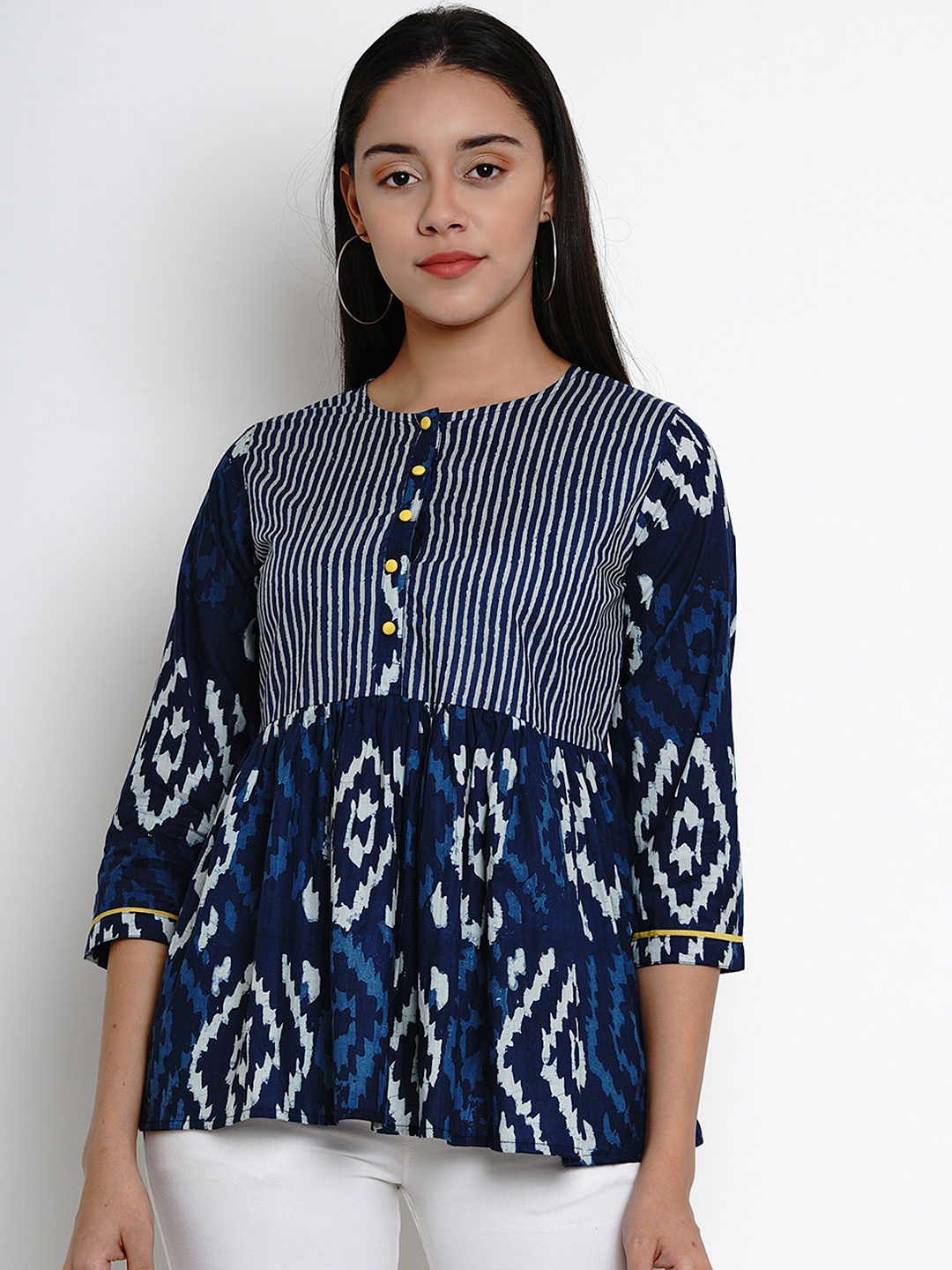 

Bhama Couture Women Blue Printed Top