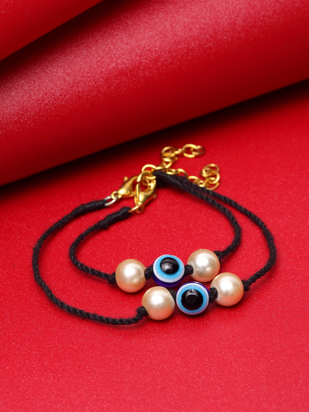 

DUGRISTYLE Unisex Gold-Plated Blue & White Sterling Silver Adjustable Bracelets