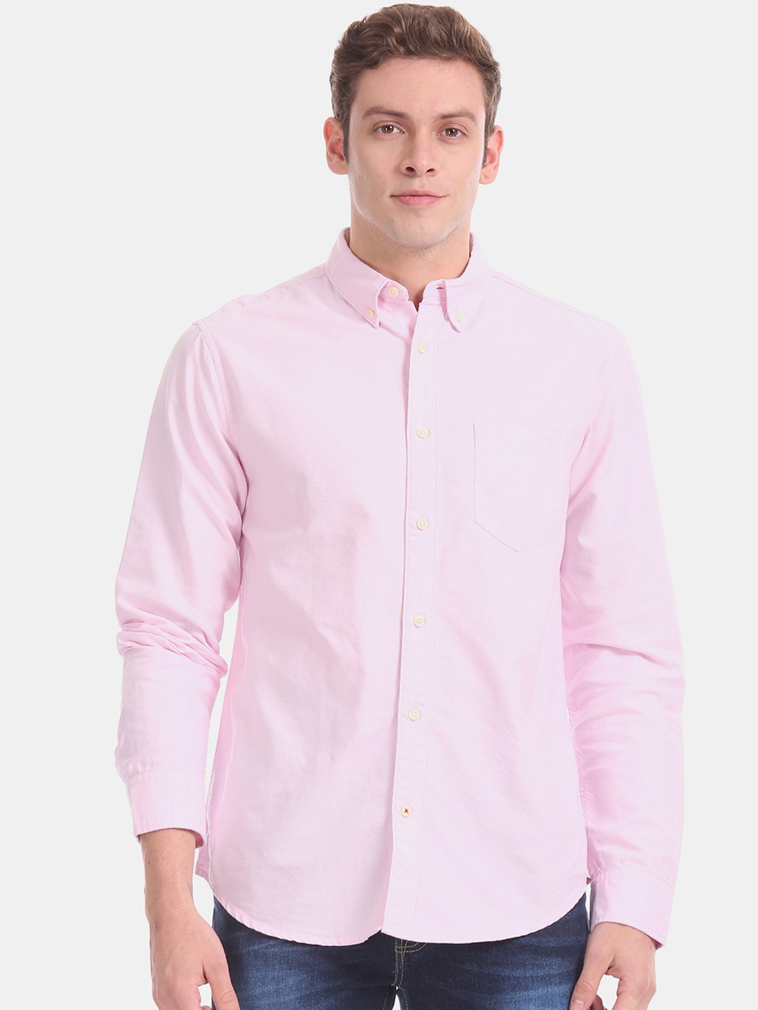 

Aeropostale Men Pink Regular Fit Solid Casual Shirt