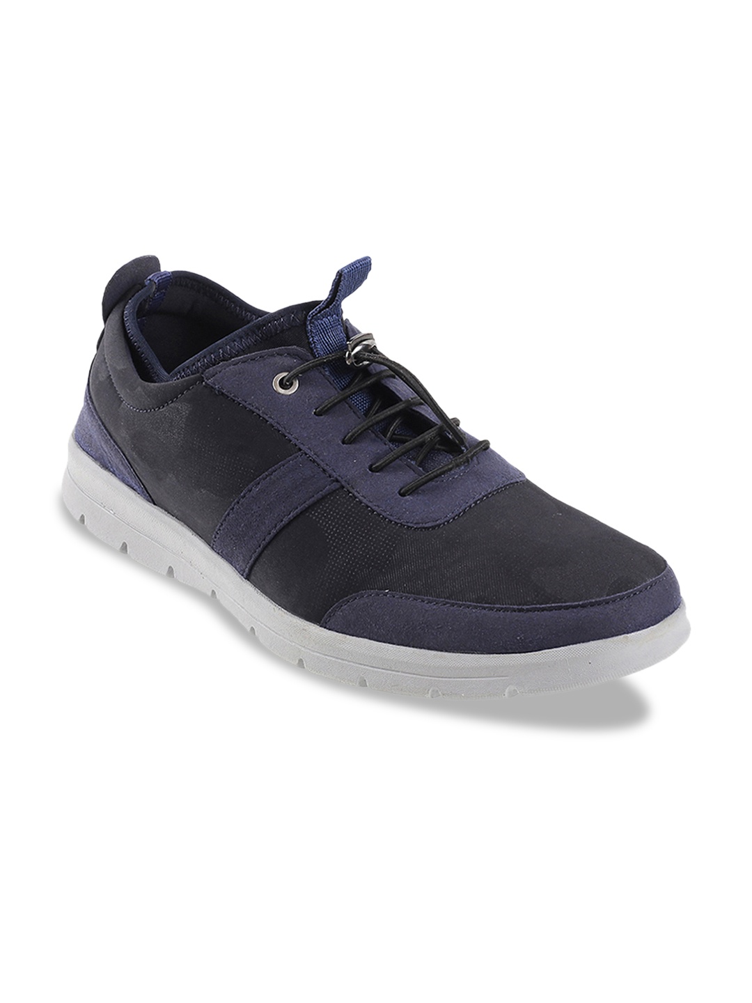 

Metro Men Navy Blue & Black Textured Colourblocked Sneakers