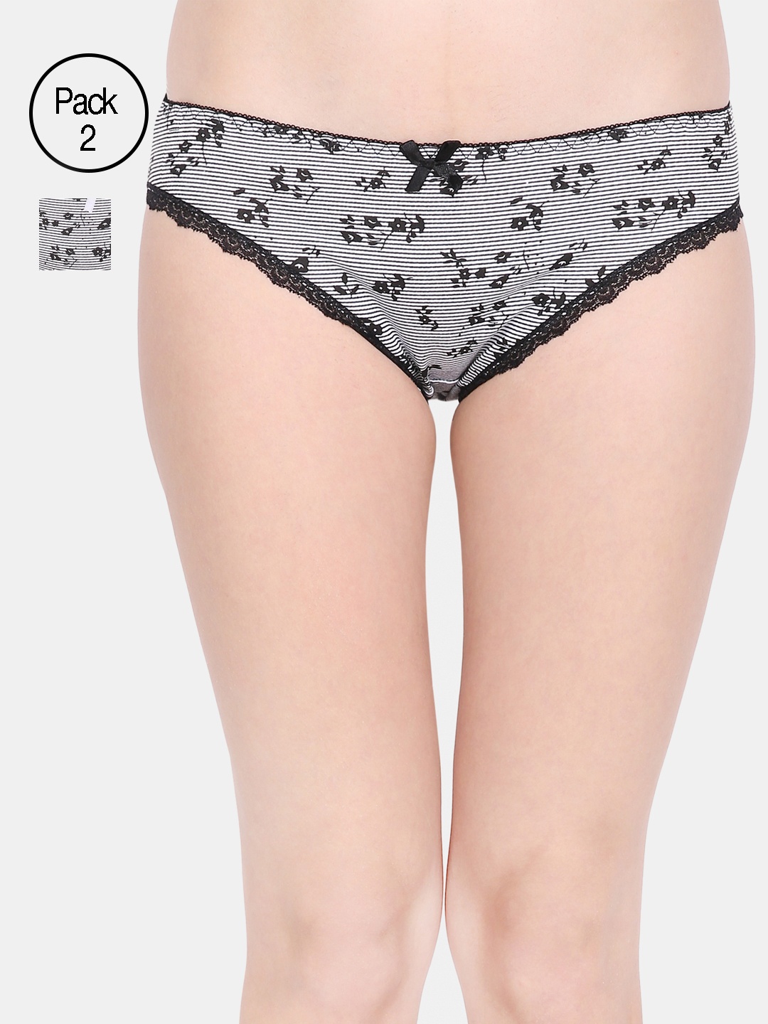 

Ms.Lingies Women Pack of 2 Printed Hipster Briefs MSP033-89286S, Black