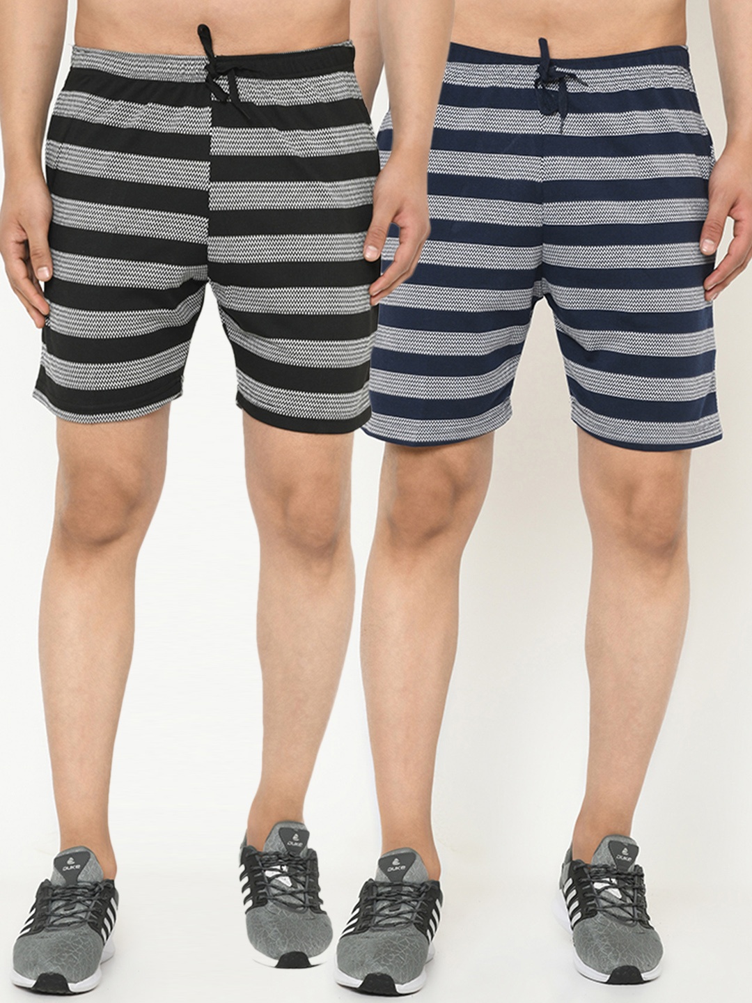 

MACK JONNEY Men Pack Of 2 Striped Regular Fit Regular Shorts, Multi
