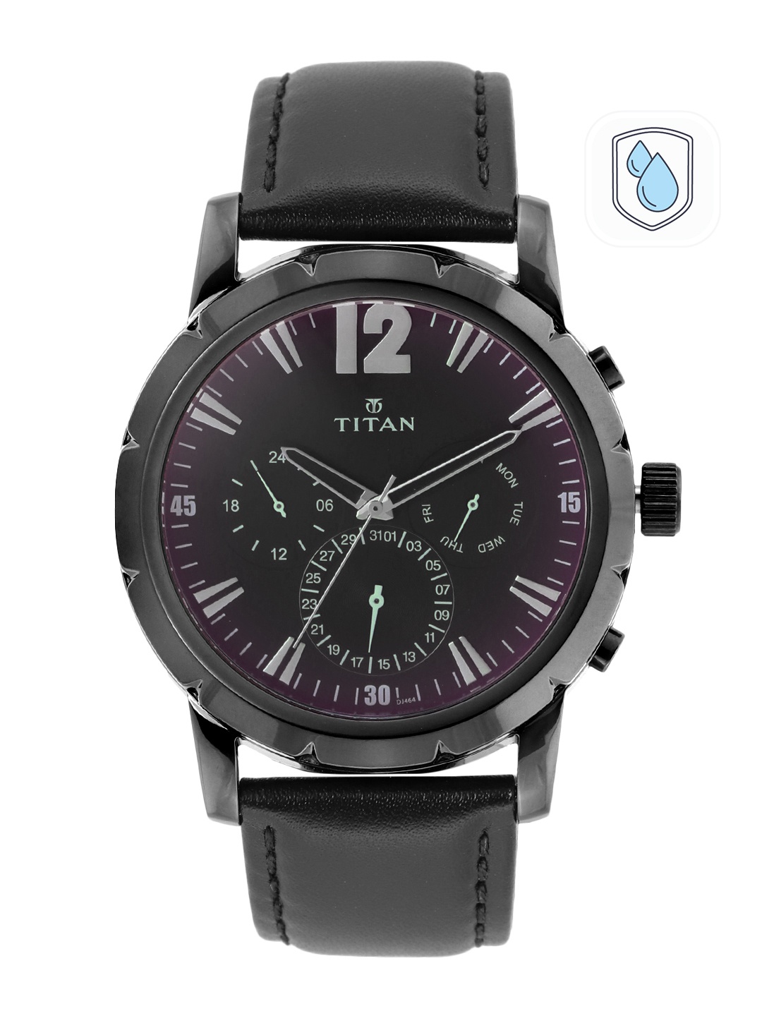 

Titan Men Leather Straps Analogue Multi Function Watch NM90050QL03, Purple