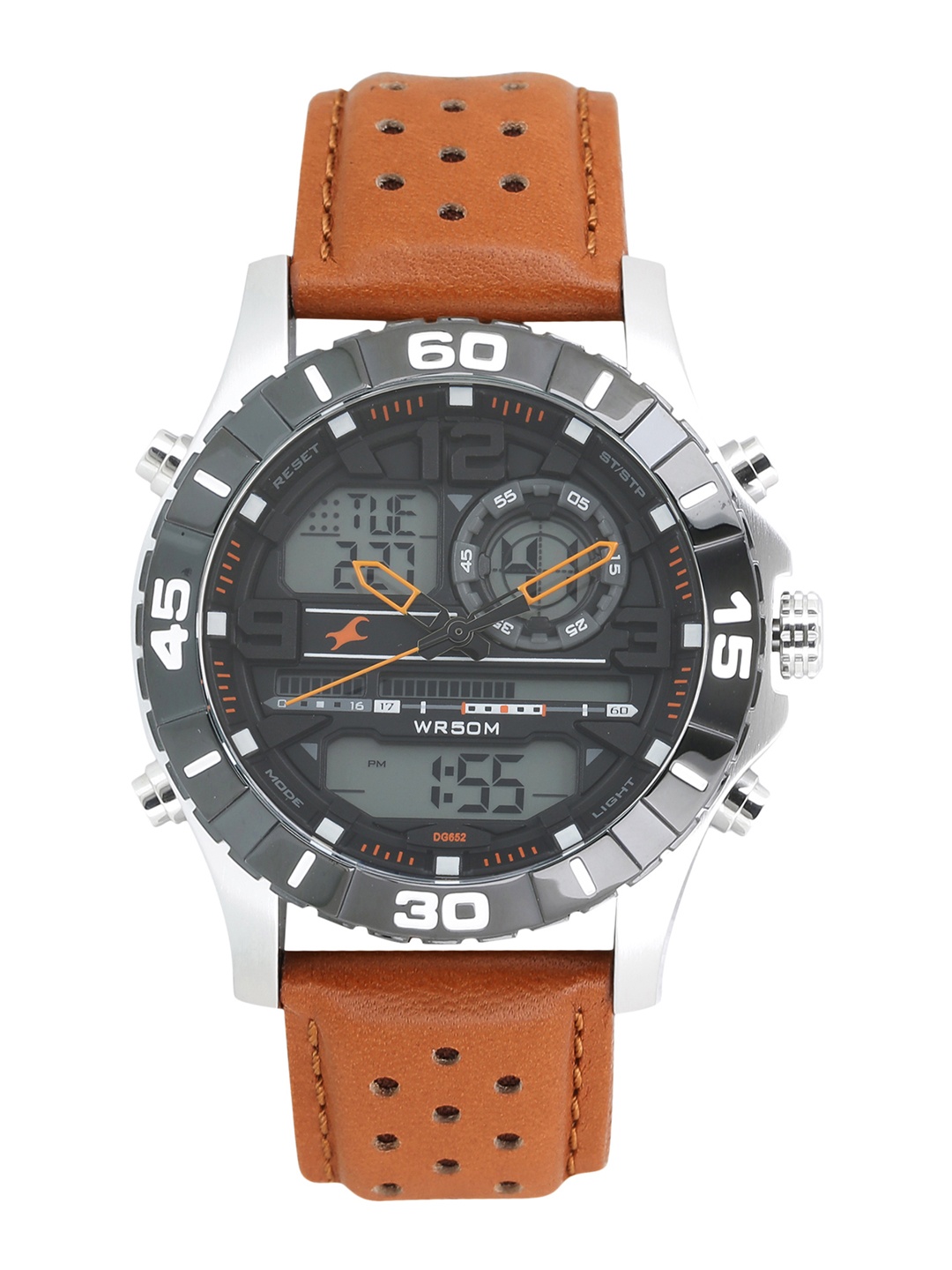 

Fastrack Men Grey & Tan Analogue and Digital Watch