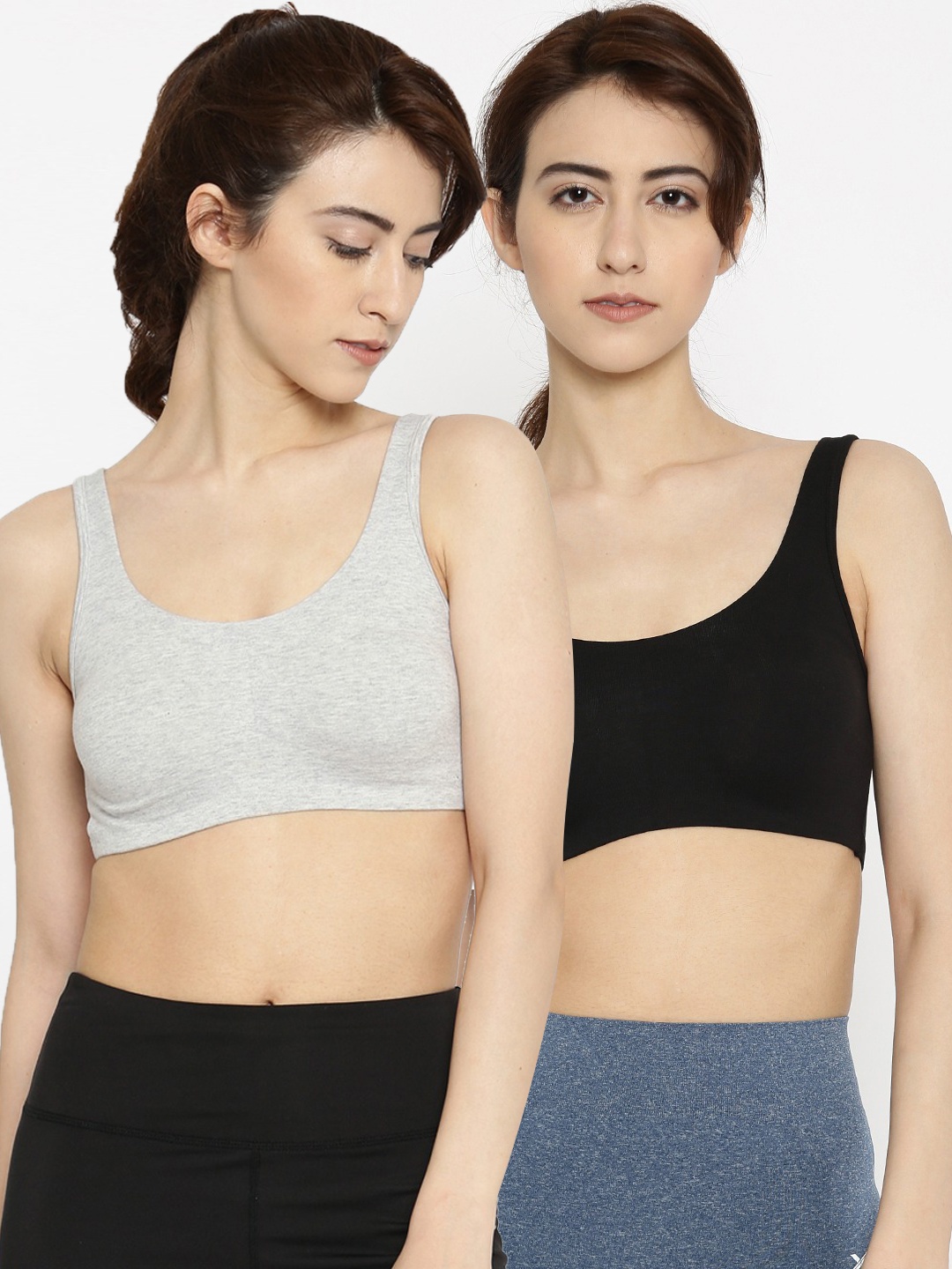 Enamor Pack of 2 Sports Bras, Grey melange
