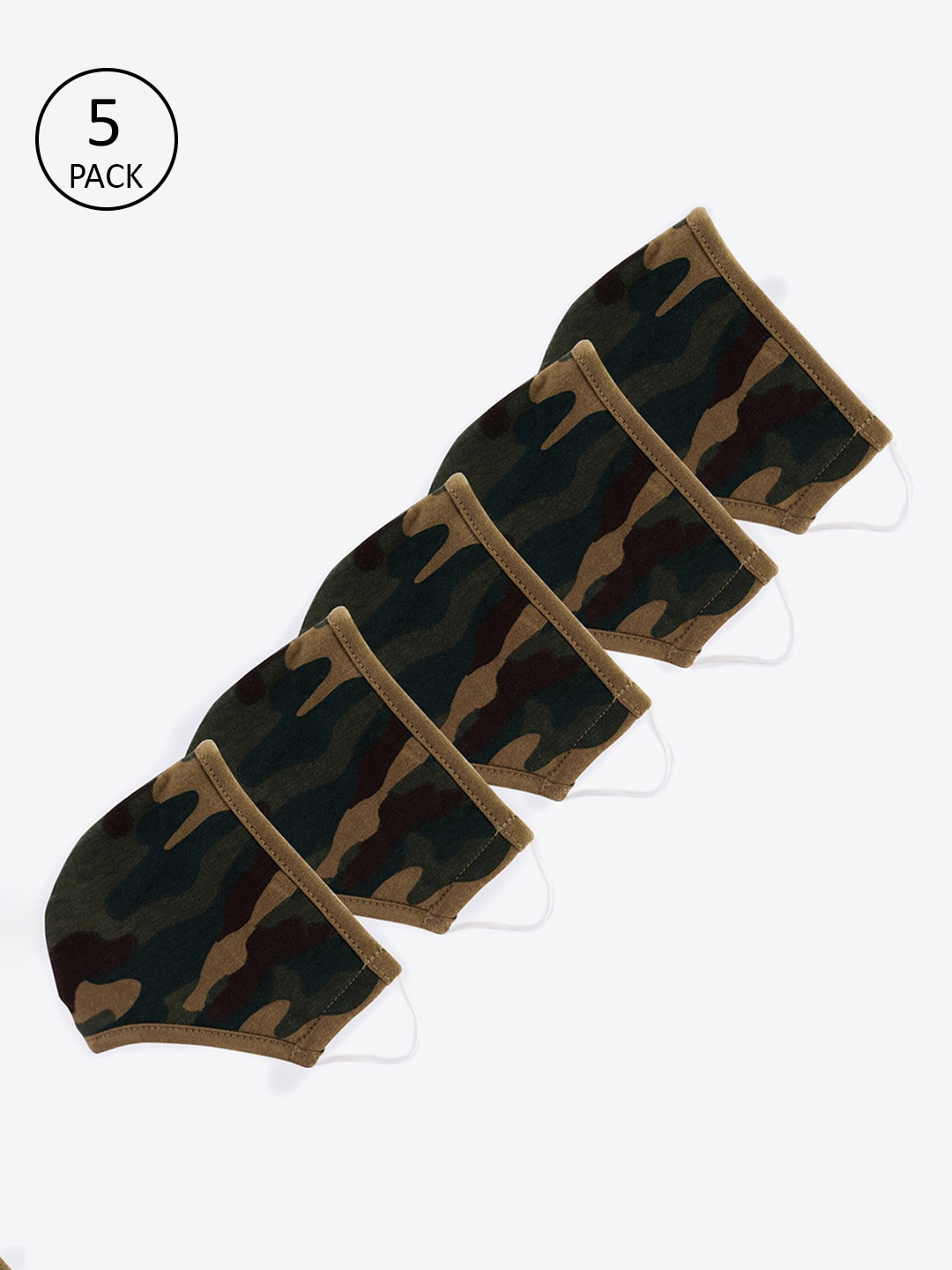 

Dillinger Adults Green Camo Print Pack of 5 Reusable 3-Layer Outdoor Masks