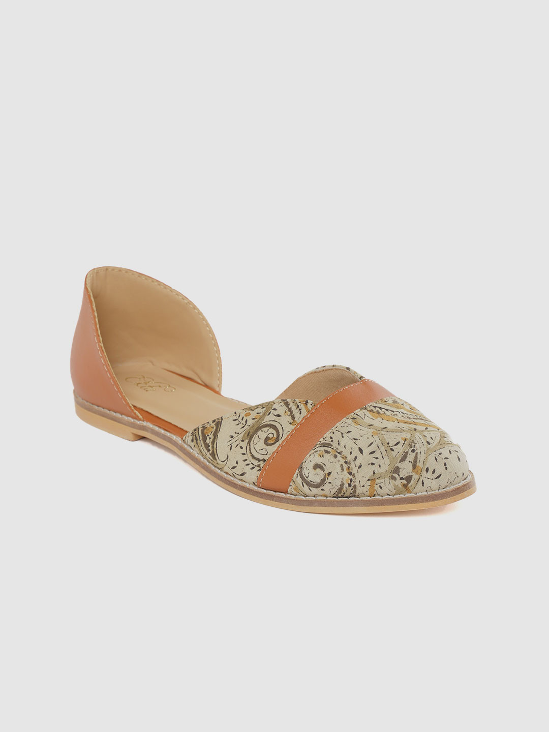 

Ekta Women Olive Green & Beige Kalamkari Print Handcrafted Flats