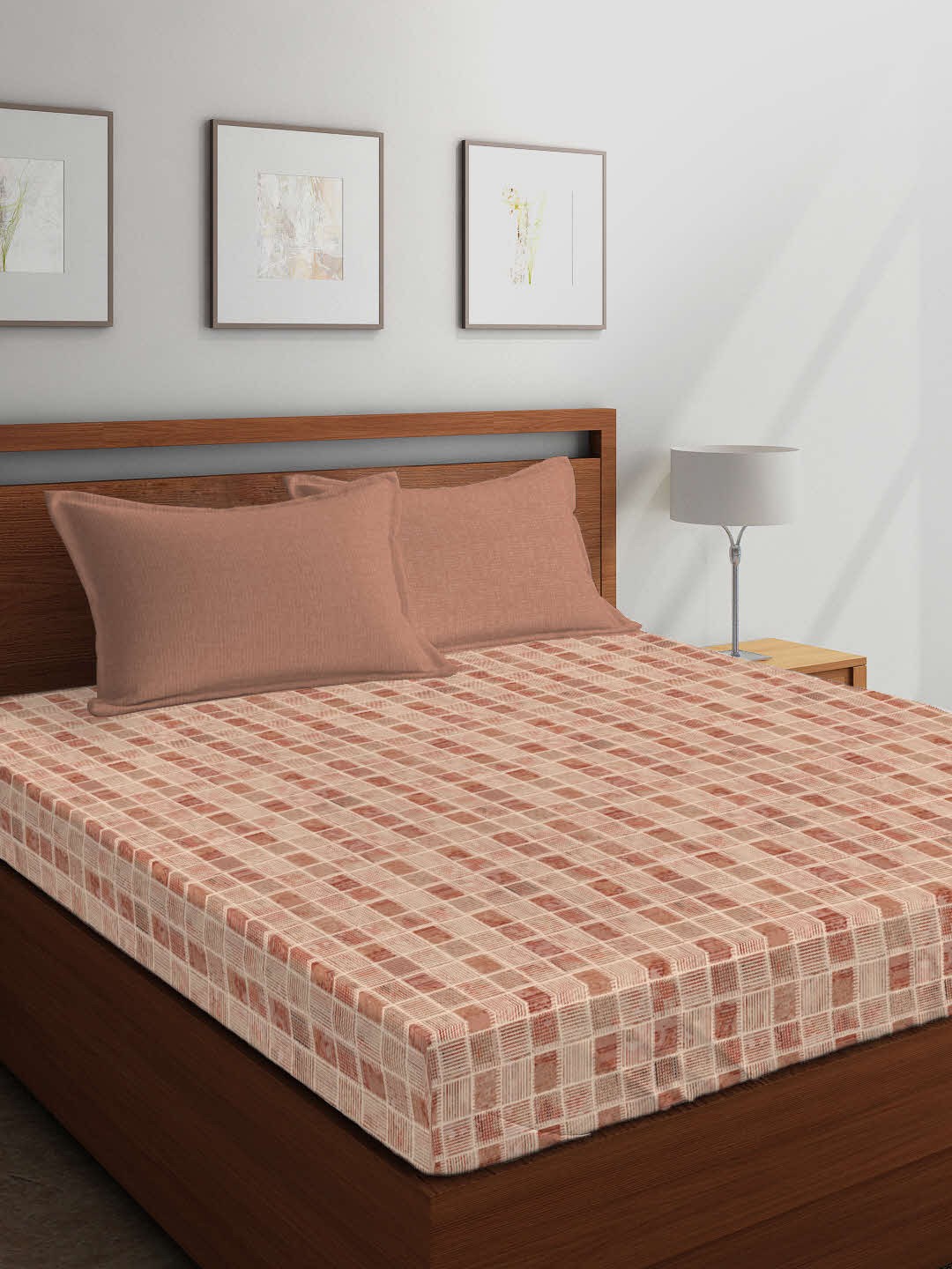 

Boutique Living India Brown Striped 300 TC Cotton 1 King Bedsheet with 2 Pillow Covers