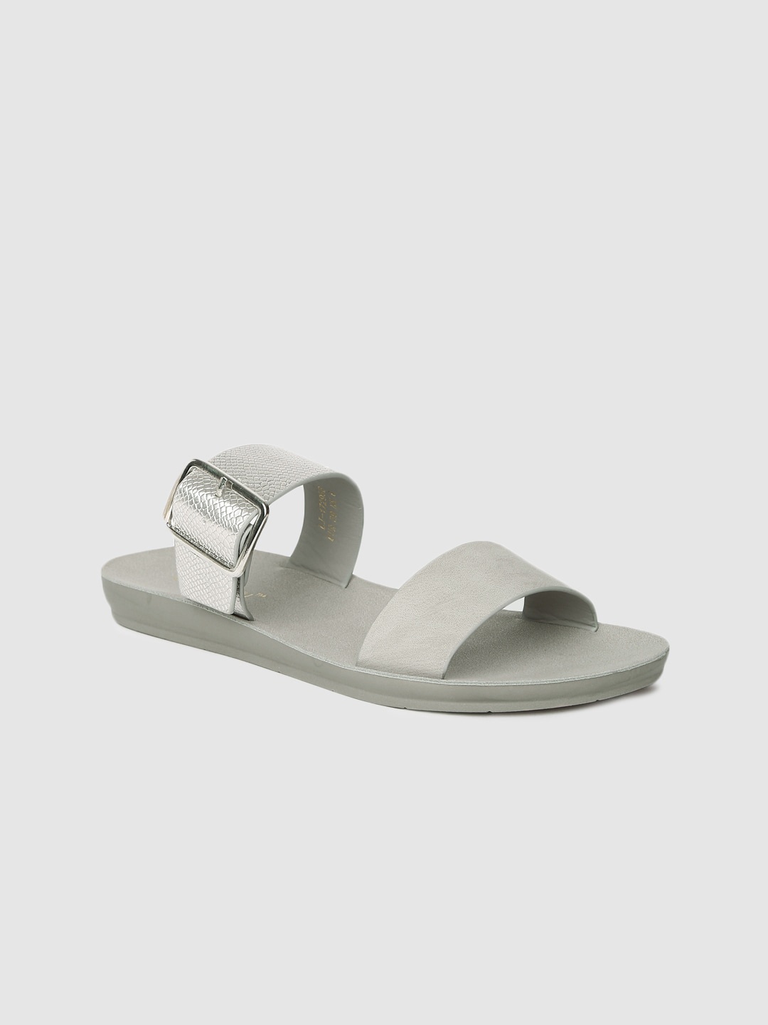 

DressBerry Women Silver-Toned Solid Open Toe Flats