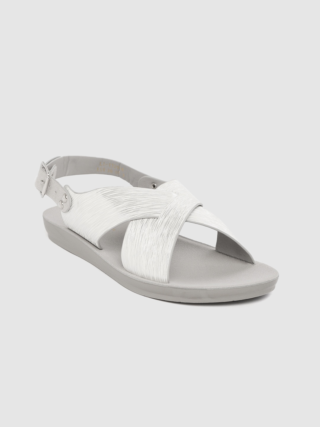 

DressBerry Women Silver-Toned Printed Open Toe Flats
