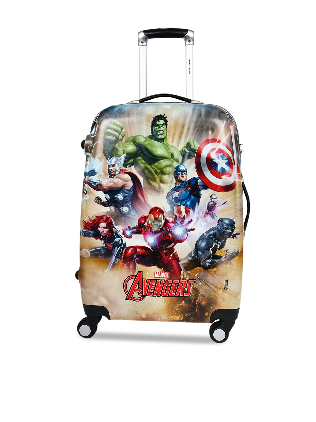 

HUMTY DUMTY Boys Black & Beige Printed Avengers Hard-Sided Medium Trolley Suitcase