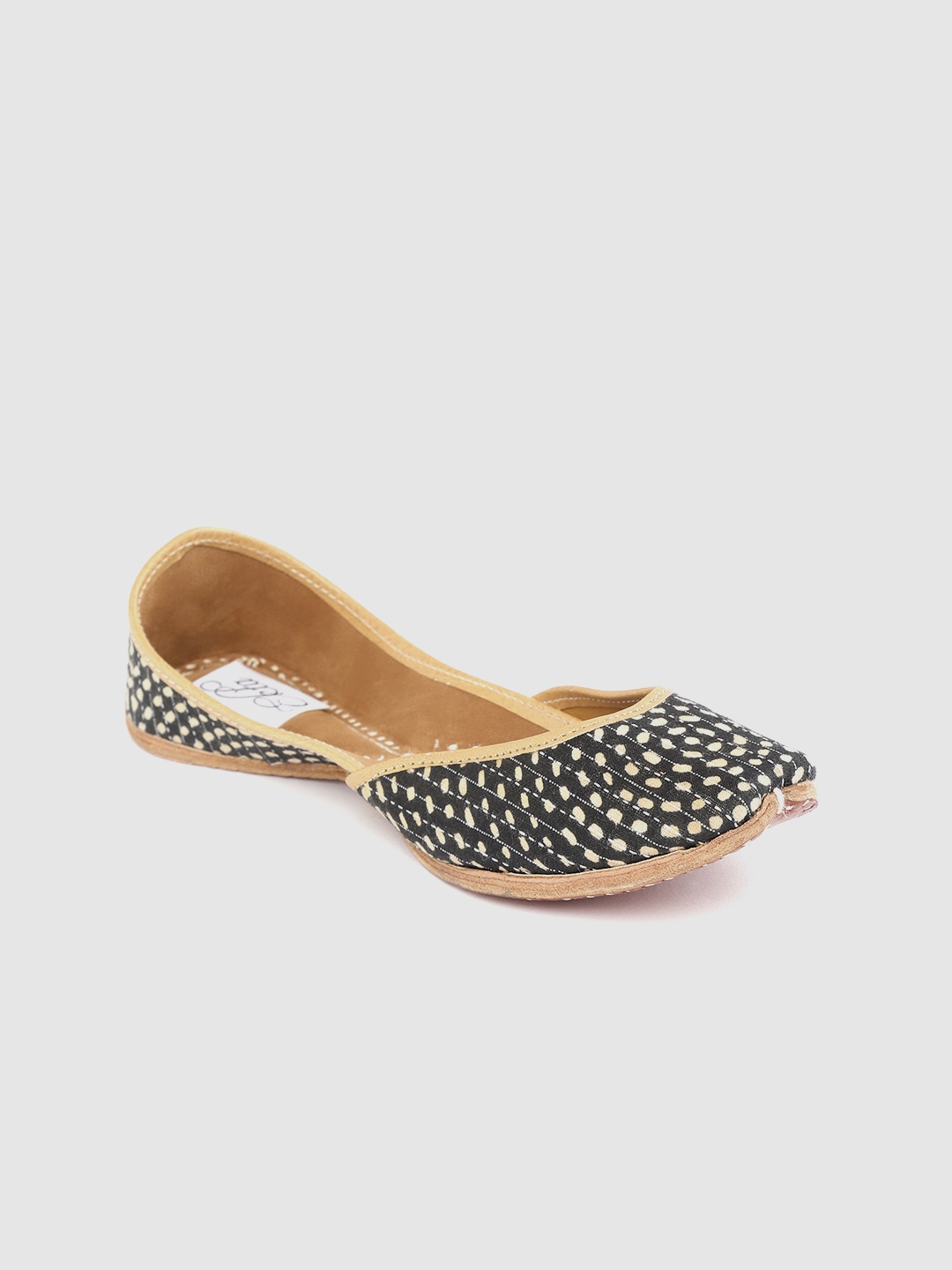 

Ekta Women Black & Cream Printed Handcrafted Mojaris