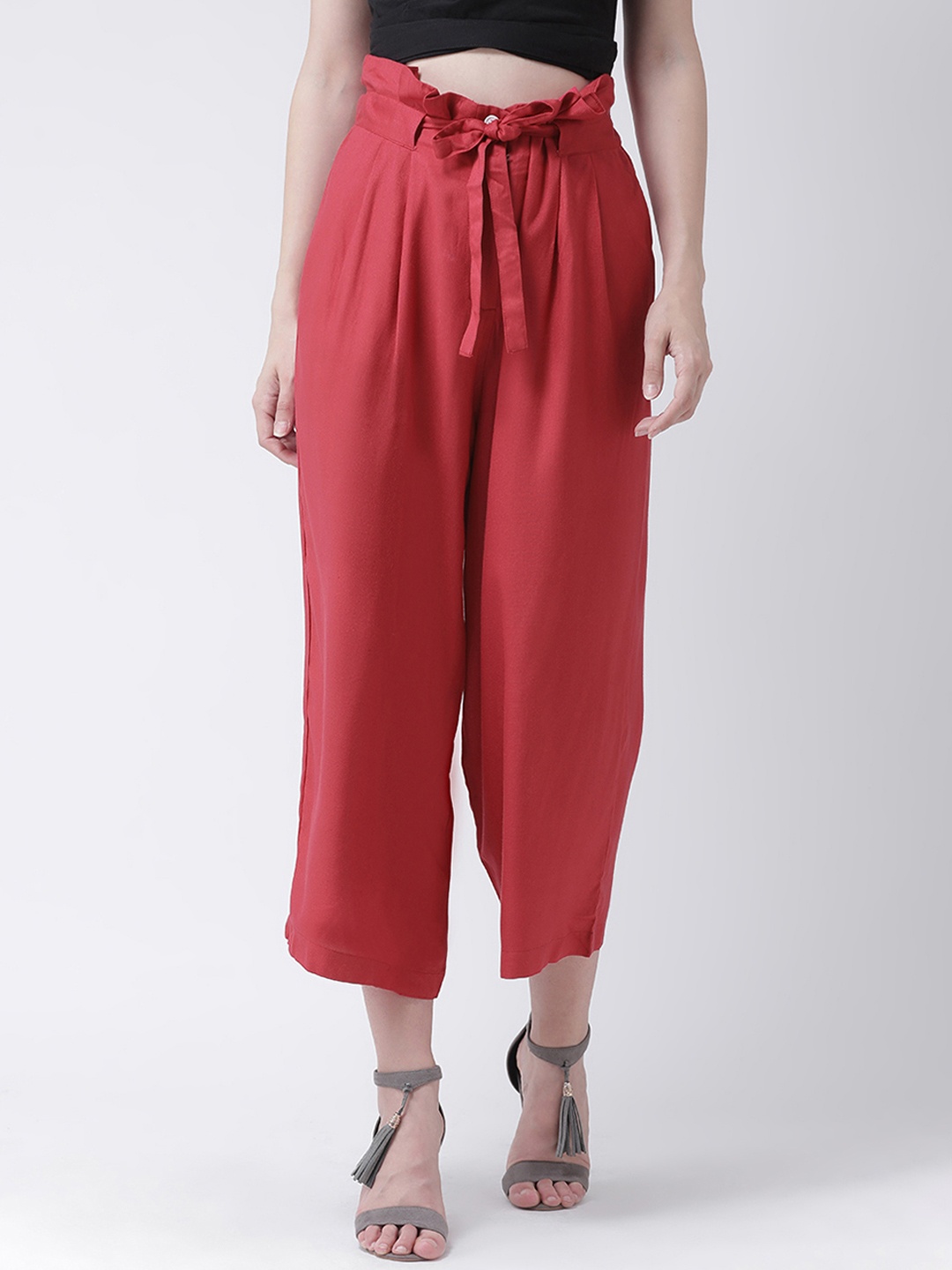 

The Vanca Women Maroon Regular Fit Solid Culottes