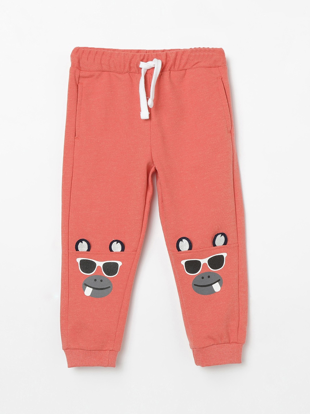 

Juniors by Lifestyle Boys Peach-Coloured & Grey Printed Slim-Fit Joggers