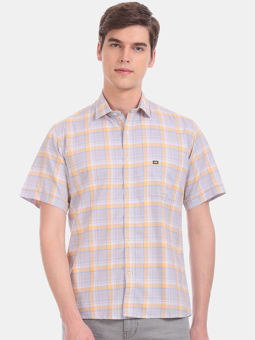 

Arrow Sport Men Grey Regular Fit Checked Casual Shirt