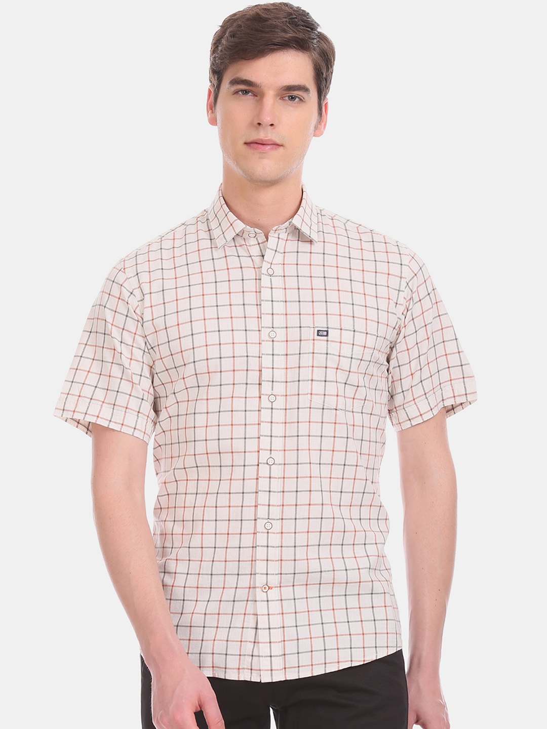 

Arrow Sport Men Beige & Grey Regular Fit Checked Casual Shirt