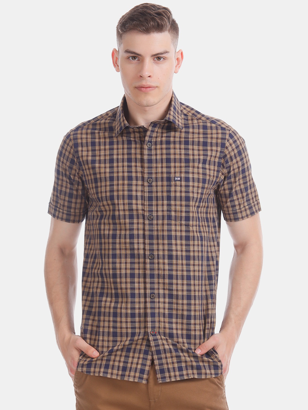 

Arrow Sport Men Brown & Blue Slim Fit Checked Casual Shirt