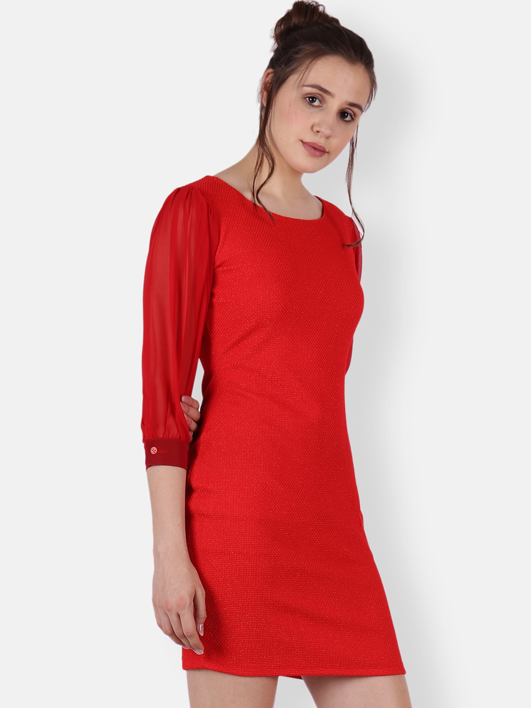 

SCORPIUS Women Red Solid Sheath Dress