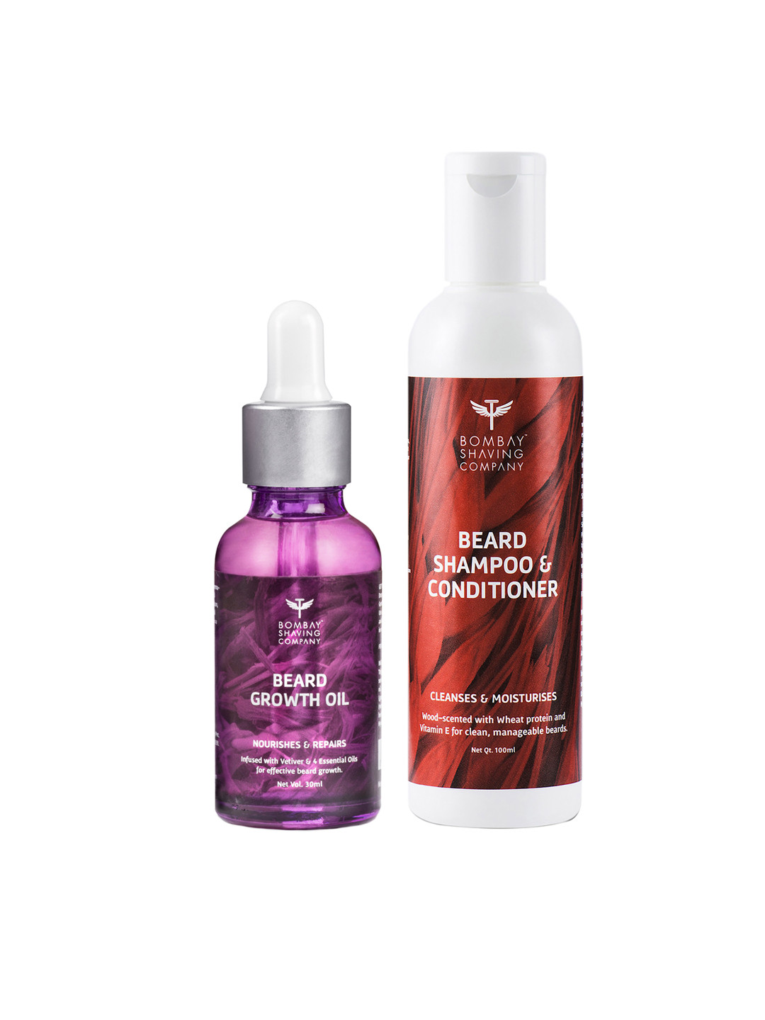 

Bombay Shaving Company Beard Growth Oil 30 ml & Beard Shampoo & Conditioner 100 ml, Purple