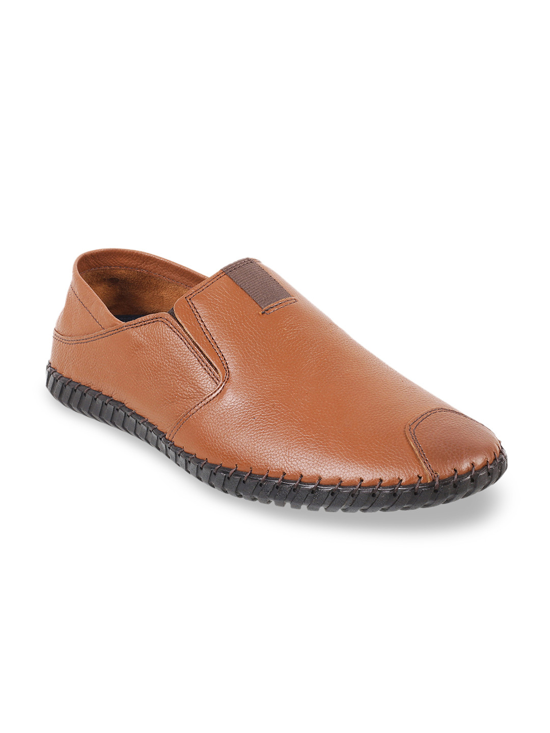 

Mochi Men Tan Brown Leather Slip-On Sneakers