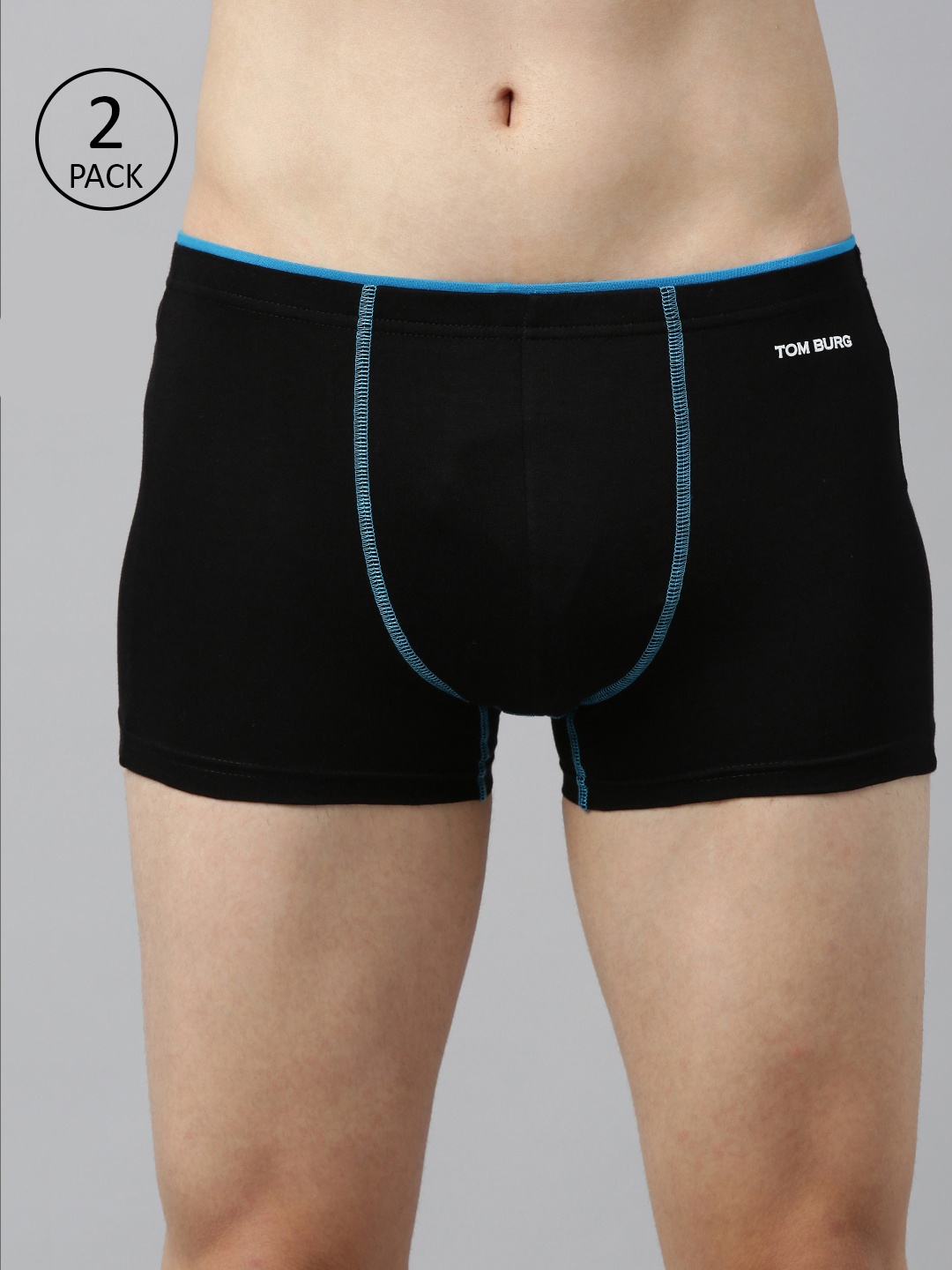 

TOM BURG Men Pack Of 2 Black Solid Trunks 205