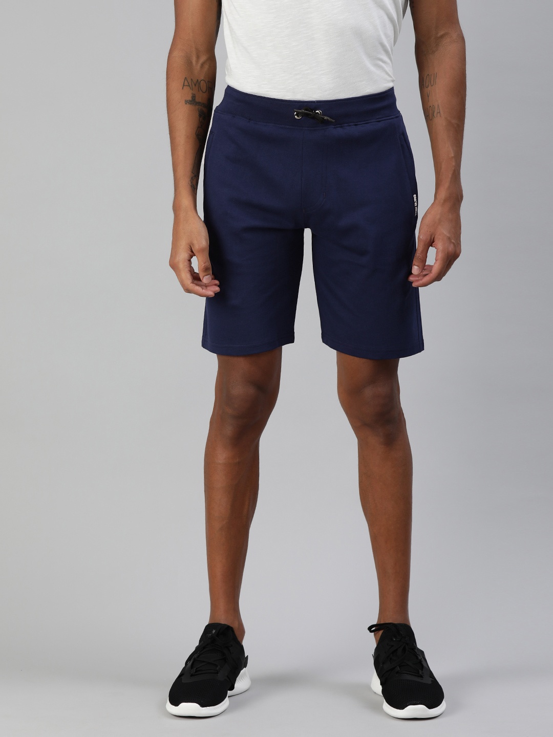 

TOM BURG Men Navy Blue Solid Regular Fit Sports Shorts
