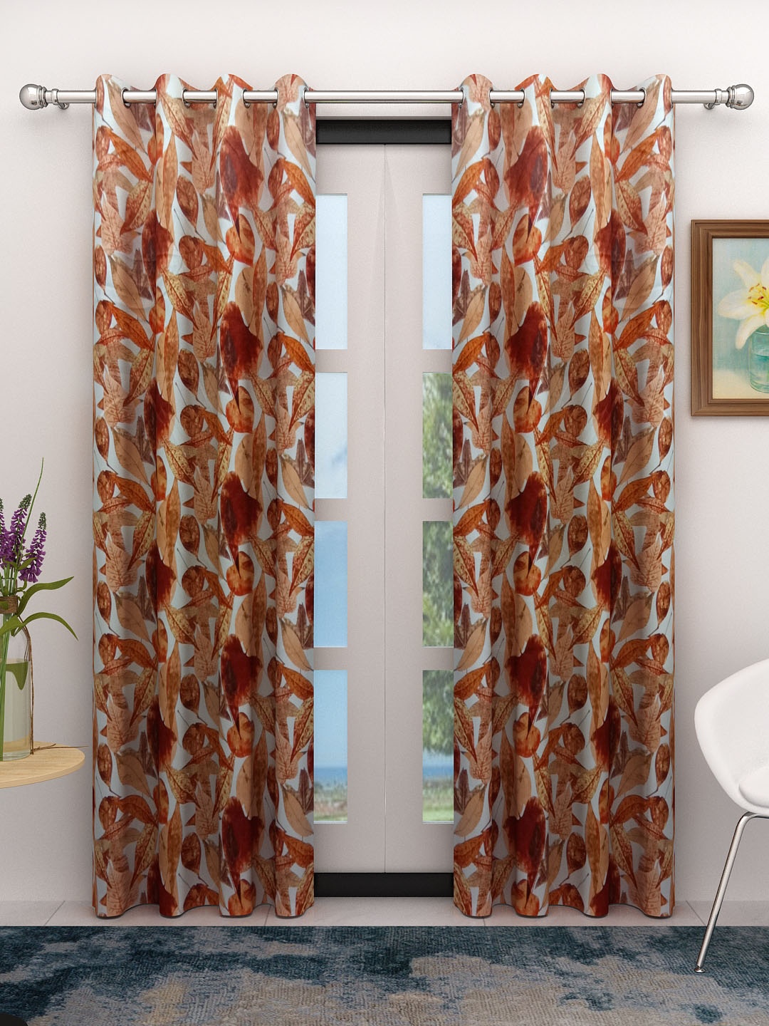 

Athom Trendz Brown & Off-White Set of 2 Door Curtains