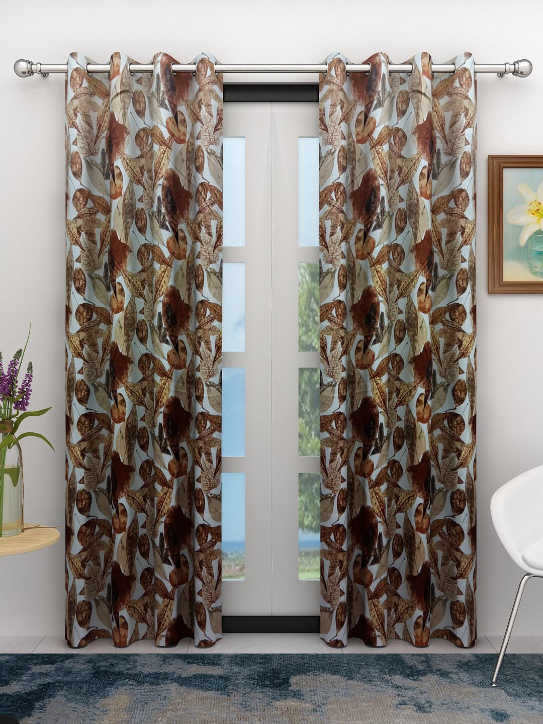 

Athom Trendz Coffee Brown & Off-White Set of 2 Door Curtains