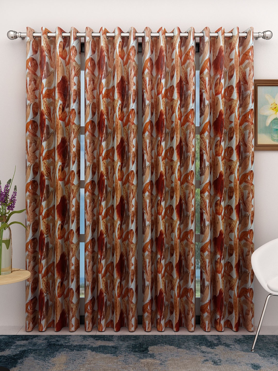 

Athom Trendz Coffee Brown & Off-White Set of 4 Door Curtains