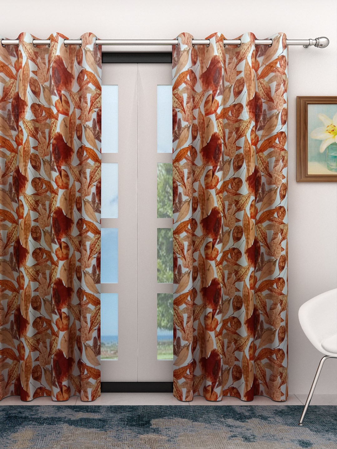 

Athom Trendz Brown & White Printed Single Door Curtain