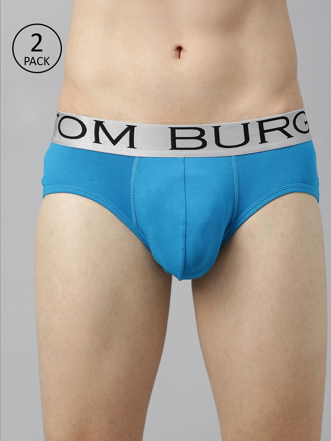 

TOM BURG Men Pack of 2 Blue Solid Briefs 109