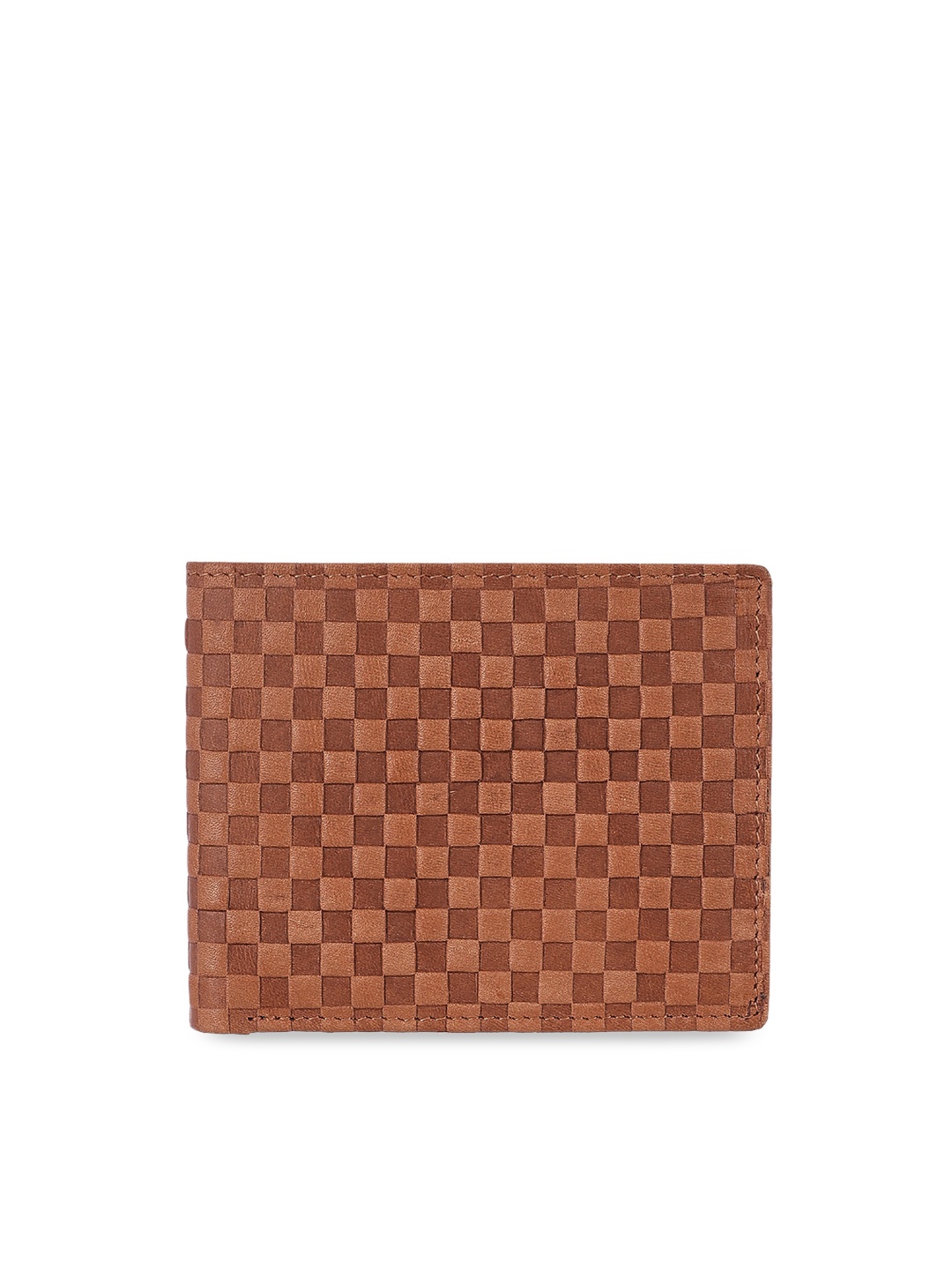 

Kara Men Tan Brown Textured Two Fold Leather Wallet