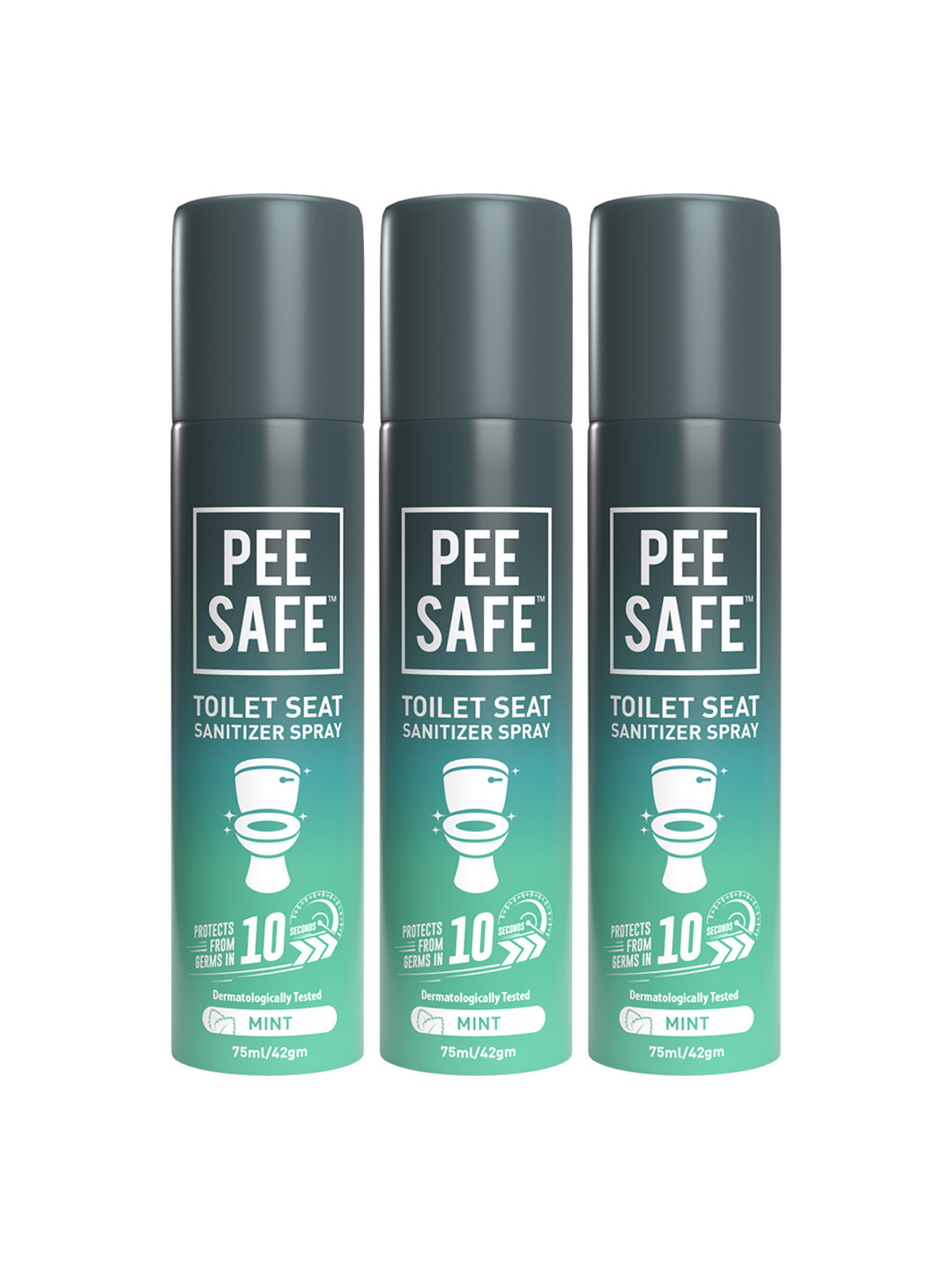 

Pee Safe Women Pack of 3 Mint Toilet Seat Sanitizer Sprays, Green