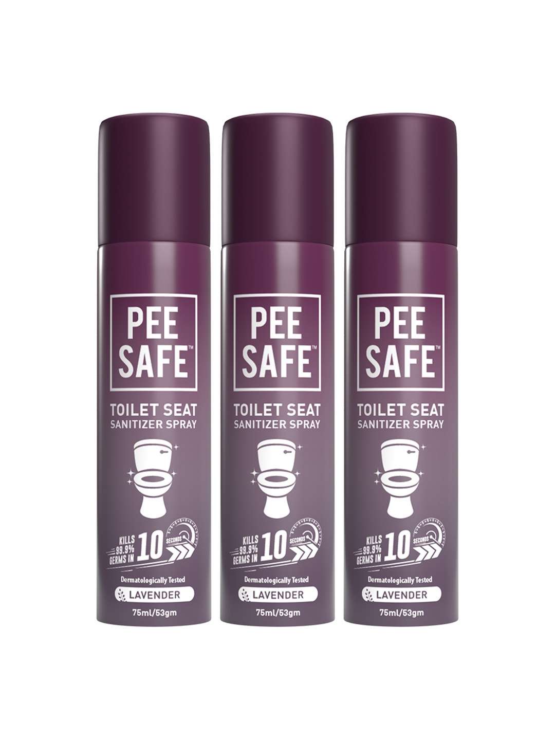 

Pee Safe Women Pack of 3 Lavender Toilet Seat Sanitizer Sprays, Burgundy