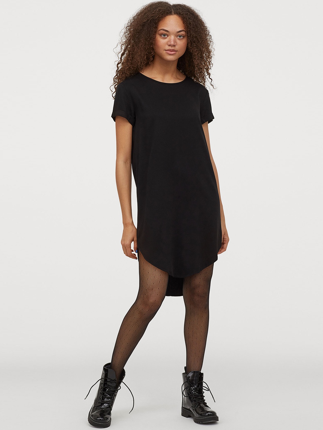 

H&M Women Black Solid Short T-shirt Dress