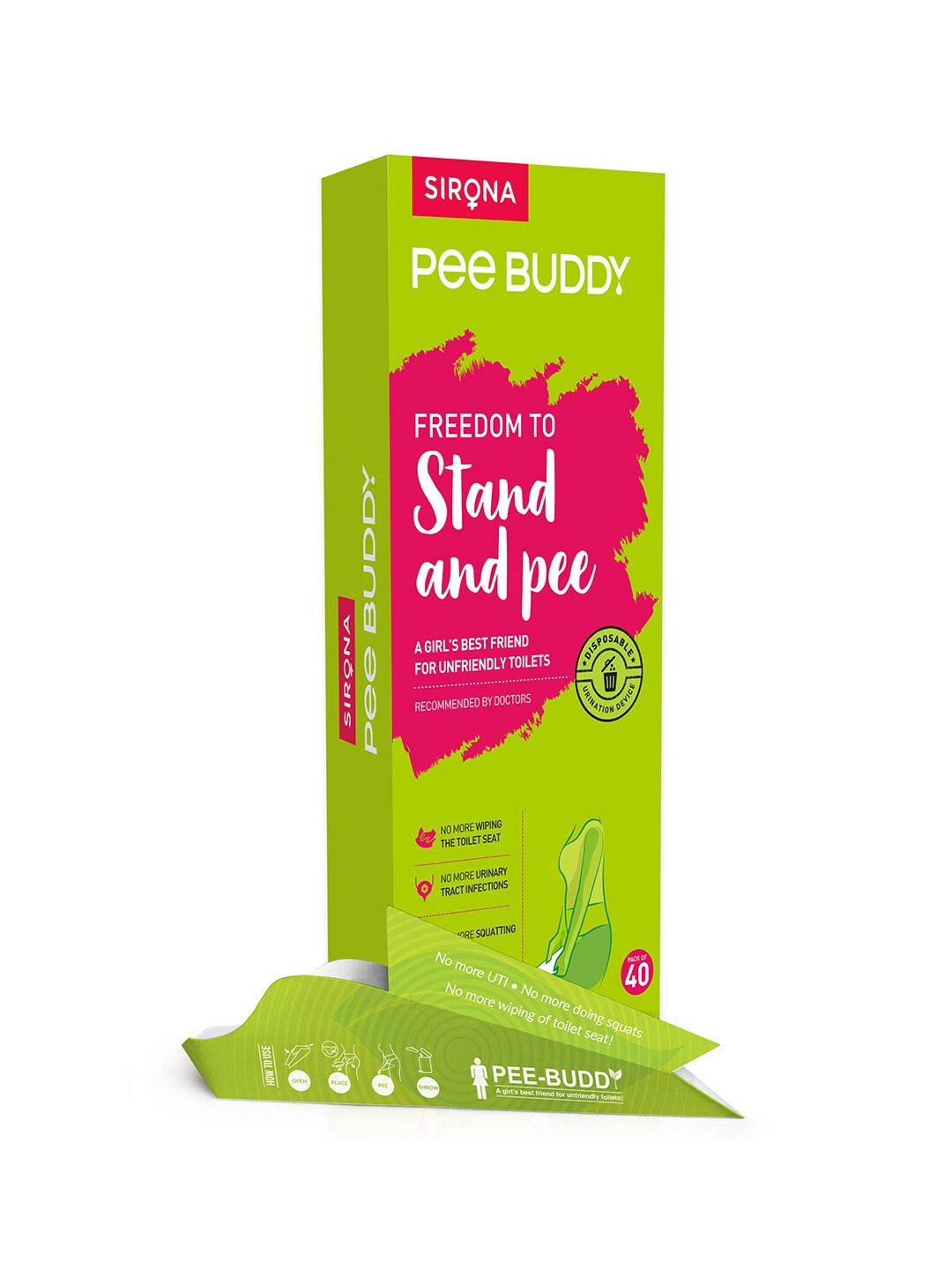 

PeeBuddy Women Disposable Portable Urination Device 40 Funnels, Green