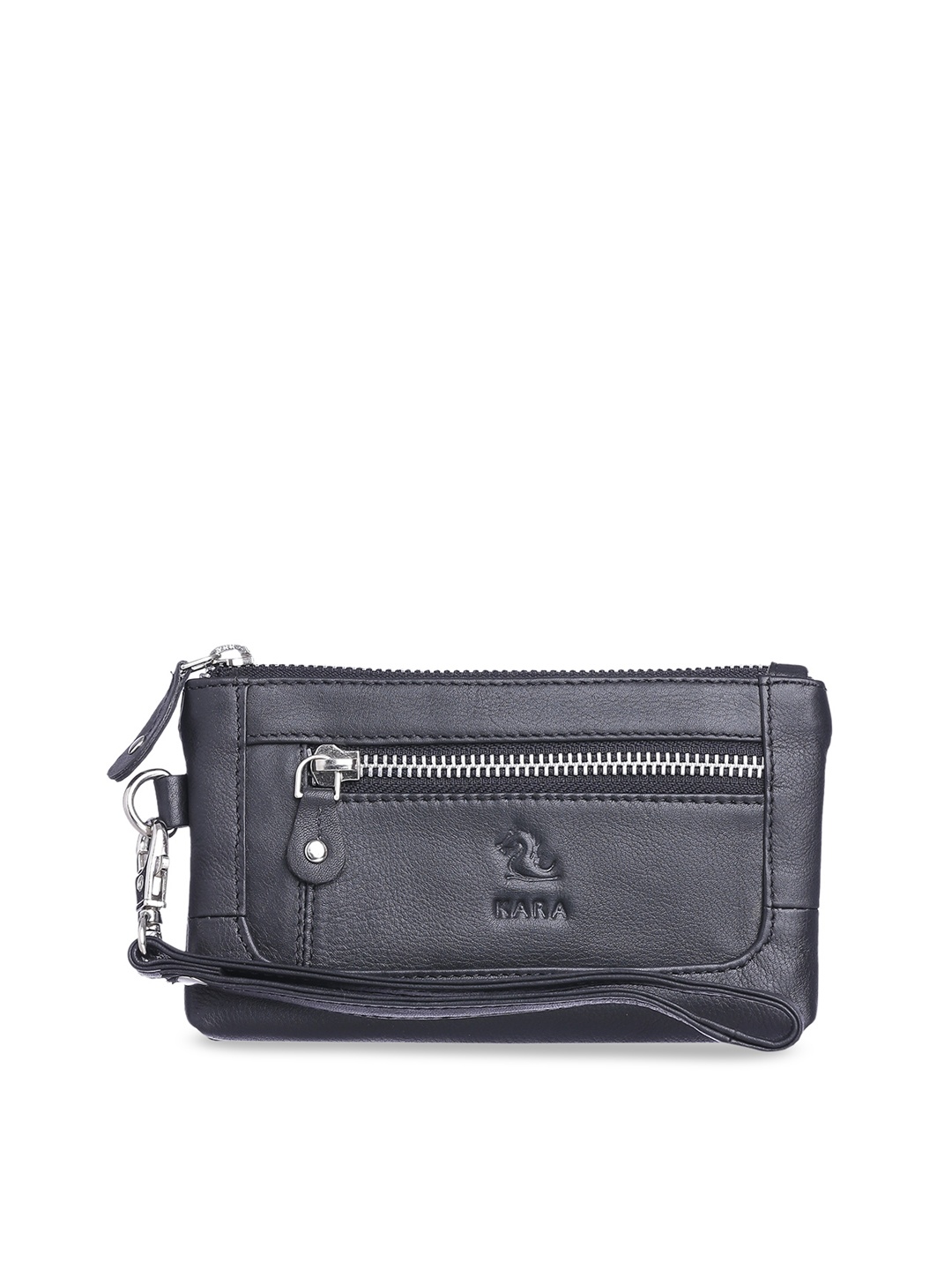 

Kara Women Black Leather Zip Around Wallet