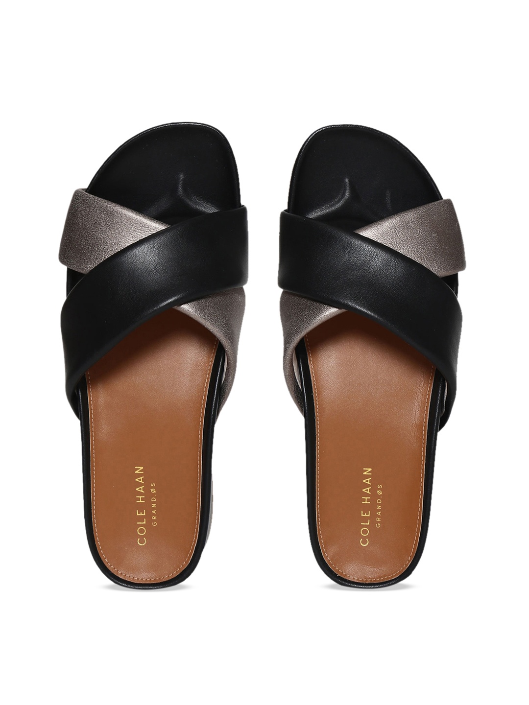 

Cole Haan Women Black & Gold-Toned Colourblocked Leather Heels