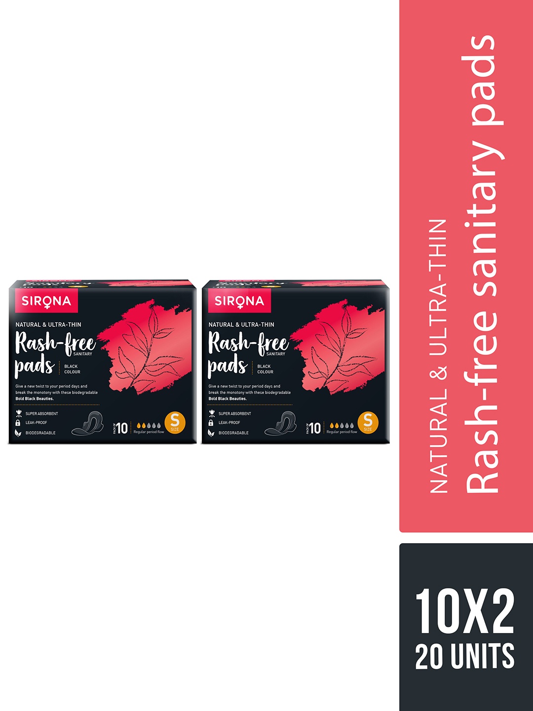 

Sirona Set of 2 Black Small Biodegradable Sanitary Pads