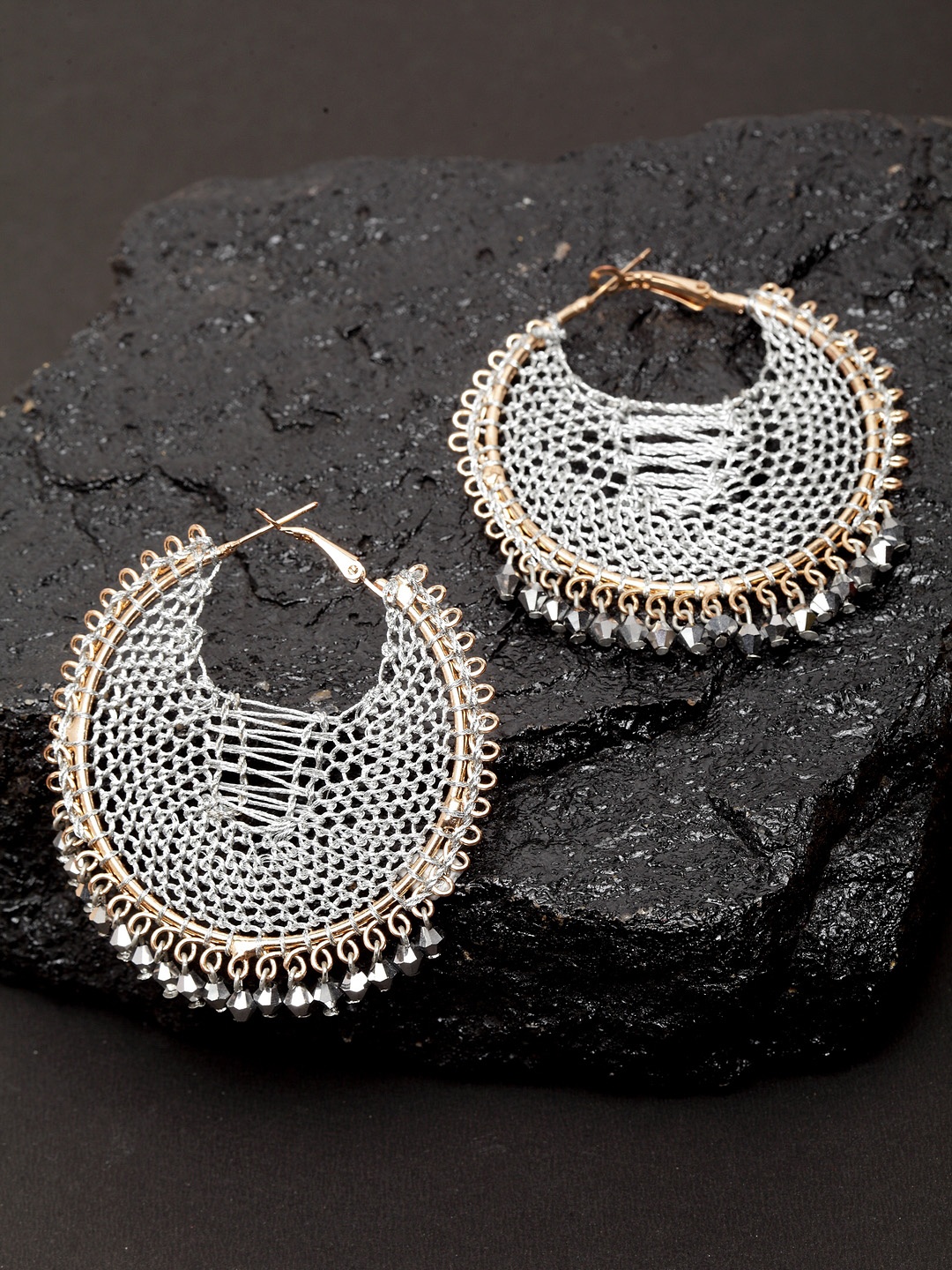 

Madame Silver-Toned Rose Gold-Plated Circular Hoop Earrings