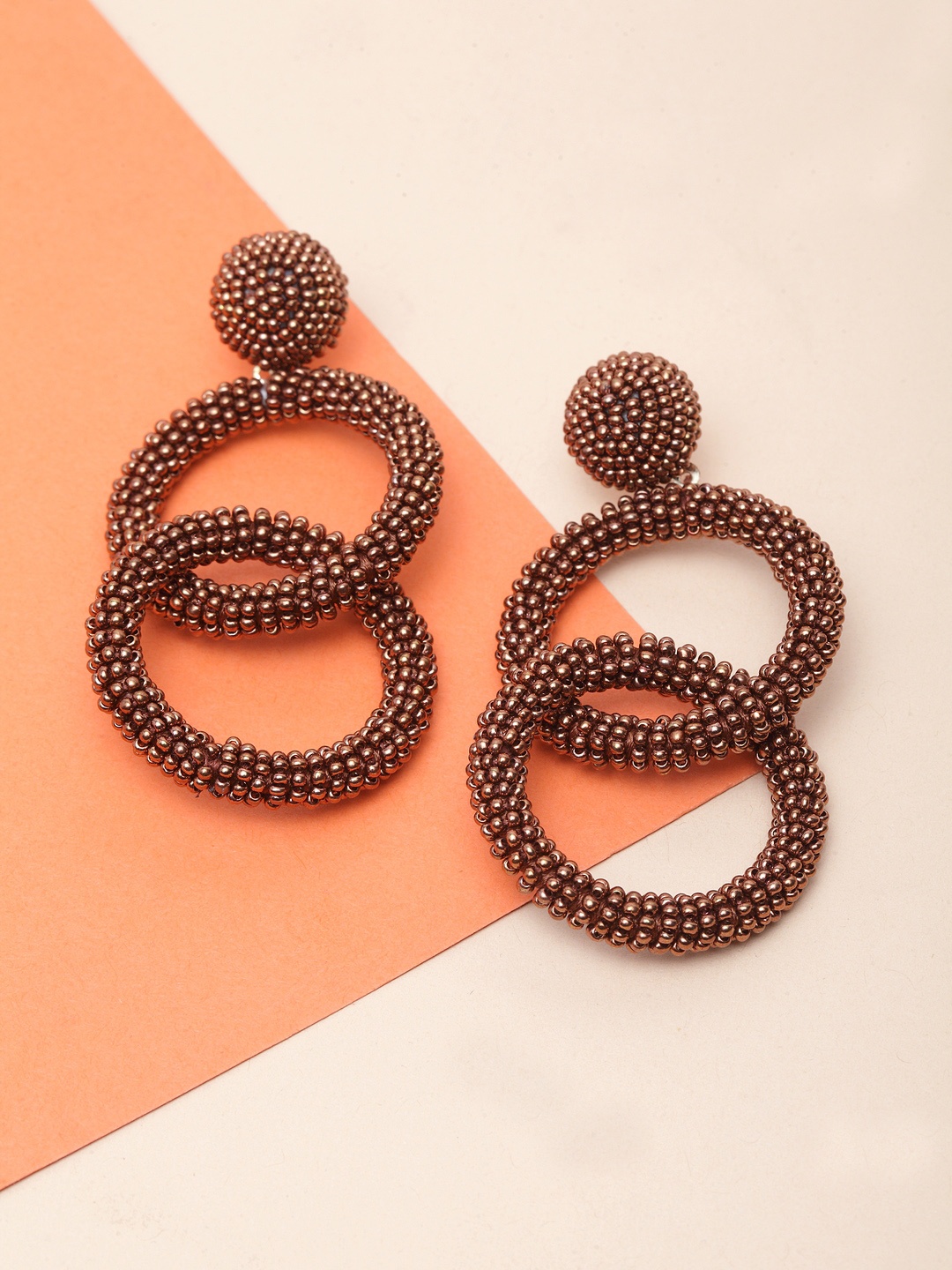

Madame Brown Circular Handcrafted Beaded Drop Earrings, Black