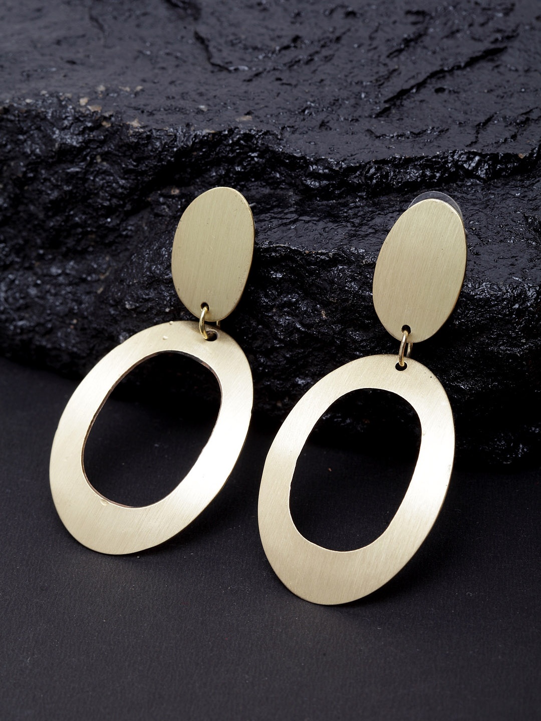 

Madame Gold-Plated Oval Drop Earrings