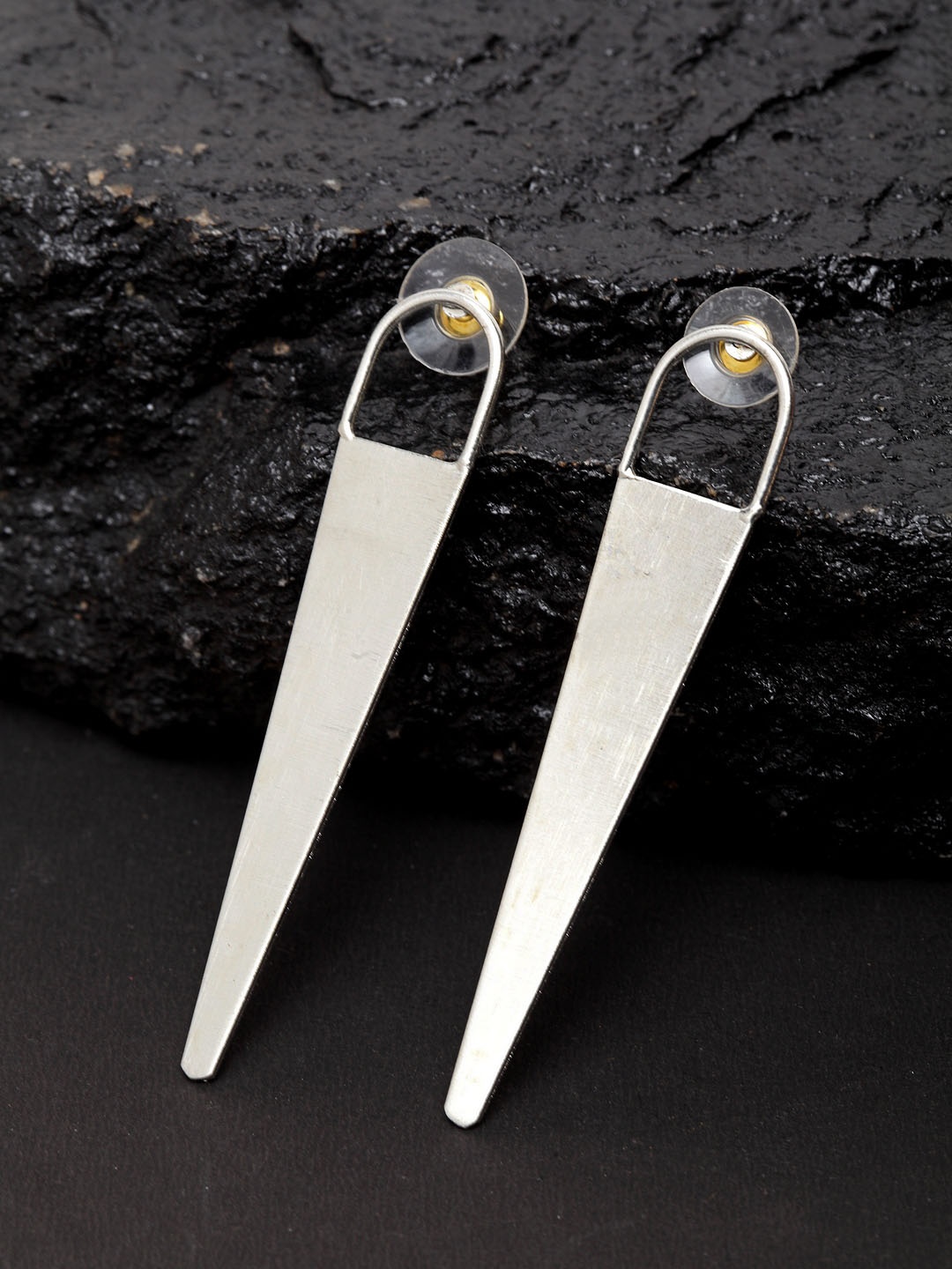 

Madame Silver-Toned Geometric Drop Earrings