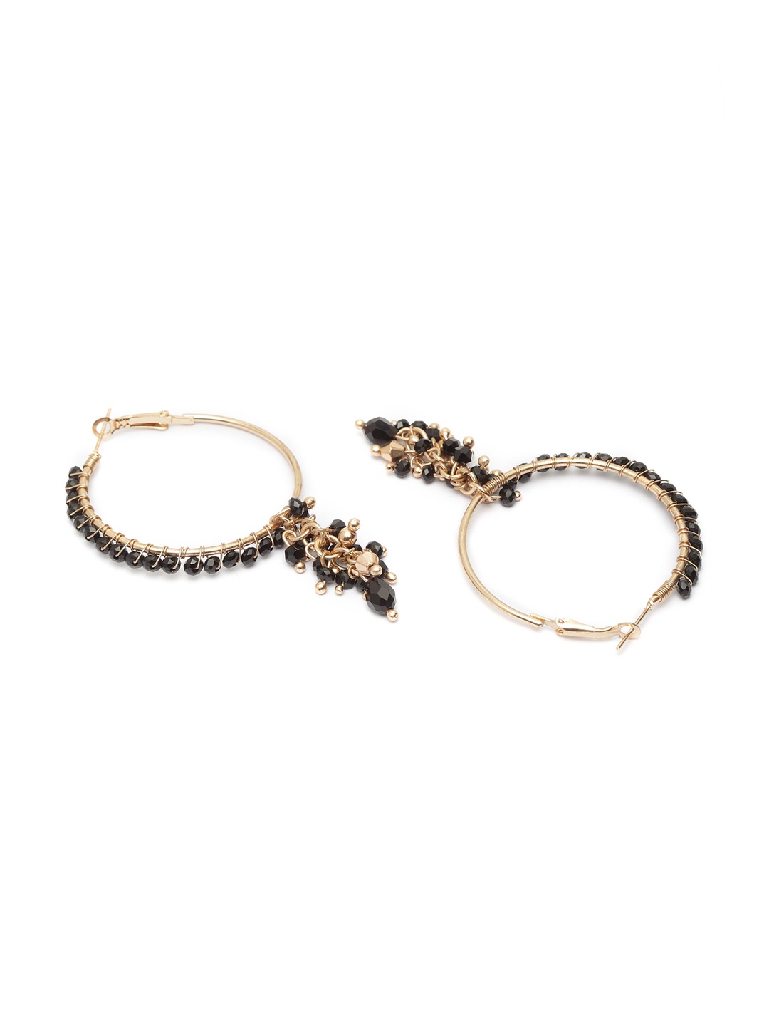 

Madame Rose-Gold Plated & Black Circular Handcrafted Hoop Earrings