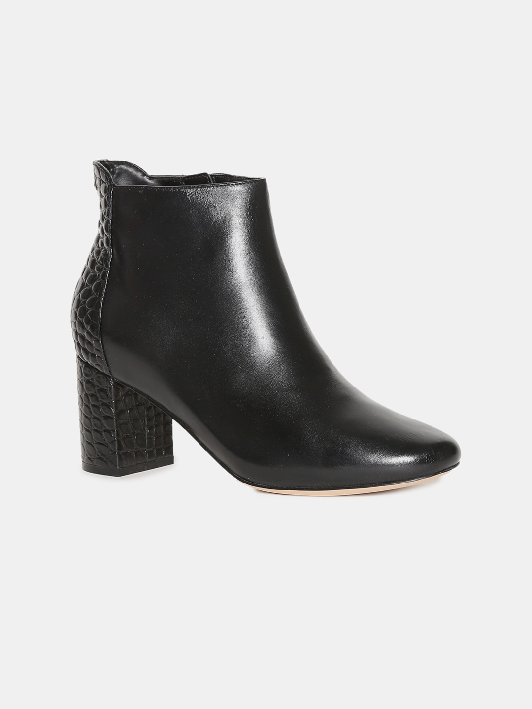 

Cole Haan Women Black Solid Leather Block Heeled Boots