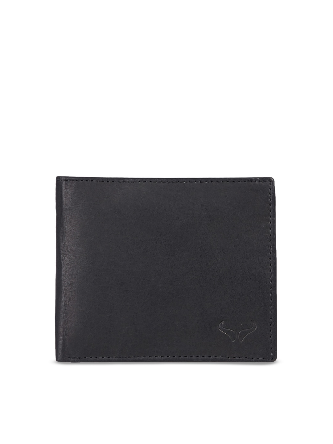 

Bern Men Black Solid Leather Two Fold Wallet