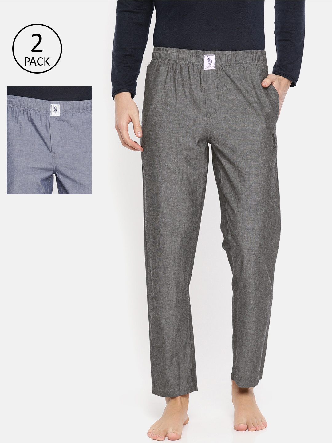 

U.S. Polo Assn. Men Pack of 2 Solid Lounge Pants, Grey