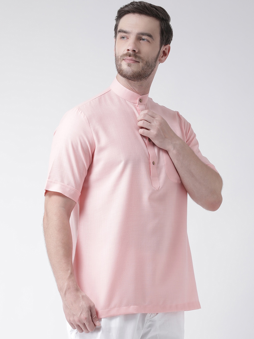

Chitwan Mohan Men Pink Solid Straight Kurta
